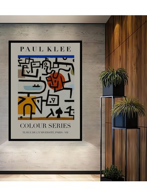Teona Ahşap Çerçeve Görünümlü Paul Klee Renk Serisi Ahşap Mdf Dekoratif Ev Duvar Tablo Dikdörtgen Ev Duvar Tablo