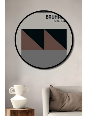 Teona Ahşap Çerçeve Görünümlü Bauhaus Modern Tasarım Dekoratif Ahşap Mdf Ev Duvar Tablo Yuvarlak Ev Duvar Tablo