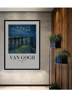 Teona Ahşap Çerçeve Görünümlü Van Gogh Yıldızlı Gece Dekoratif Ahşap Mdf Tablo Dikdörtgen Tablo