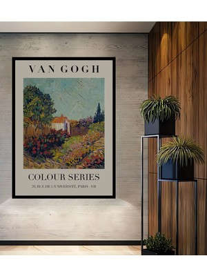 Teona Ahşap Çerçeve Görünümlü Van Gogh Bahar Bahçesi Dekoratif Ahşap Mdf Tablo Dikdörtgen Tablo