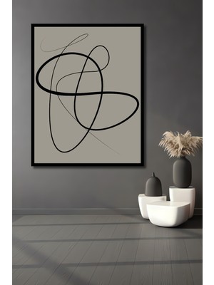 Teona Ahşap Çerçeve Görünümlü Soyut Sanat Minimalist Dekoratif Ahşap Mdf Tablo Dikdörtgen Tablo