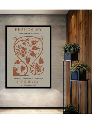 Teona Ahşap Çerçeve Görünümlü Beardsley Art Nouveau Ahşap Mdf Dekoratif Ev Duvar Tablo Dikdörtgen Ev Duvar Tablo