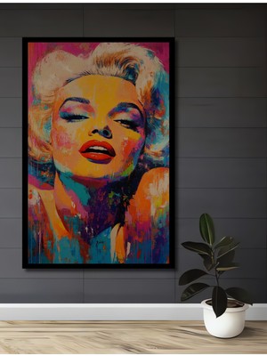 Teona Ahşap Çerçeve Görünümlü Marilyn Monroe Bohem Ahşap Mdf Dekoratif Ev Duvar Tablo Dikdörtgen Ev Duvar Tablo