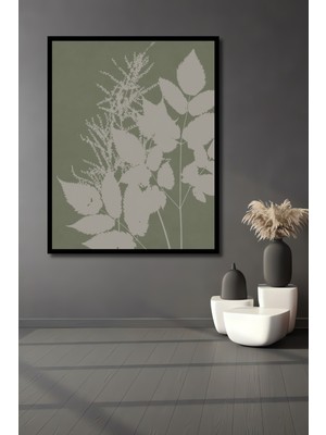 Teona Ahşap Çerçeve Görünümlü Doğal Yaprak Silueti Ahşap Mdf Dekoratif Ev Duvar Tablo Dikdörtgen Ev Duvar Tablo