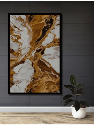 Teona Ahşap Çerçeve Görünümlü Soyut Mermer Desenli Dekoratif Ahşap Mdf Ev Duvar Tablo Dikdörtgen Ev Duvar Tablo