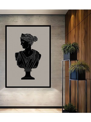 Teona Ahşap Çerçeve Görünümlü Antik Yunan Tanrıçası Dekoratif Ahşap Mdf Ev Duvar Tablo Dikdörtgen Ev Duvar Tablo