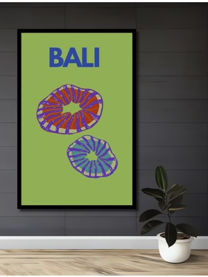 Teona Ahşap Çerçeve Görünümlü Bali Renkli Mercanlar Dekoratif Ahşap Mdf Ev Duvar Tablo Dikdörtgen Ev Duvar Tablo