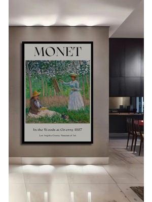 Teona Ahşap Çerçeve Görünümlü Monet Ormanda Ressam Dekoratif Ahşap Mdf Ev Duvar Tablo Dikdörtgen Ev Duvar Tablo