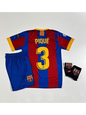 FRAGOLA F.c B.a.r.c.e.l.o.n.a 2011 Sampiyonlar Ligi Finali Gerard Pique Nostalji Çocuk Forması (Armalı Set)