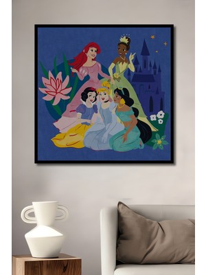 Teona Ahşap Çerçeve Görünümlü Prensesler Dekoratif Ahşap Mdf Işyeri Duvar Tablo Dikdörtgen Işyeri Duvar Tablo