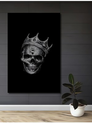 Teona Ahşap Çerçeve Görünümlü Kral Kafatası Ahşap Mdf Dekoratif Ev Duvar Tablo Dikdörtgen Ev Duvar Tablo