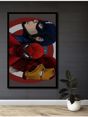 Teona Ahşap Çerçeve Görünümlü Süper Kahramanlar Ahşap Mdf Dekoratif Ev Duvar Tablo Dikdörtgen Ev Duvar Tablo