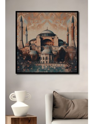 Teona Ahşap Çerçeve Görünümlü Ayasofya Dekoratif Ahşap Mdf Işyeri Duvar Tablo Dikdörtgen Işyeri Duvar Tablo