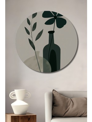 Teona Ahşap Çiçekli Vazo Dekoratif Ahşap Mdf Ev/işyeri Duvar Tablo Yuvarlak Ev/işyeri Duvar Tablo