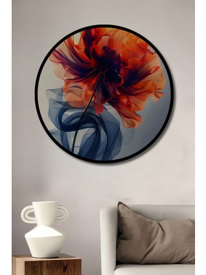 Teona Ahşap Çerçeve Görünümlü Soyut Çiçek Ahşap Mdf Dekoratif Işyeri Duvar Tablo Yuvarlak Işyeri Duvar Tablo