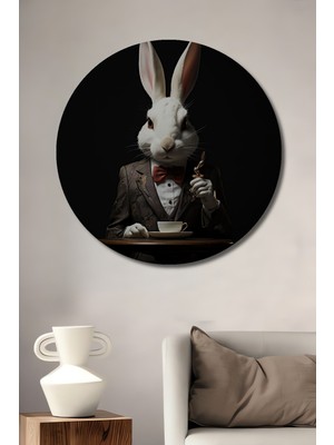 Teona Ahşap Şık Tavşan Çay Saati Dekoratif Ahşap Mdf Ev/işyeri Duvar Tablo Yuvarlak Ev/işyeri Duvar Tablo