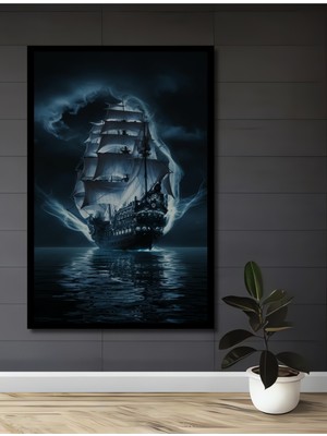 Teona Ahşap Çerçeve Görünümlü Hayalet Gemi Dekoratif Ahşap Mdf Ev Duvar Tablo Dikdörtgen Ev Duvar Tablo