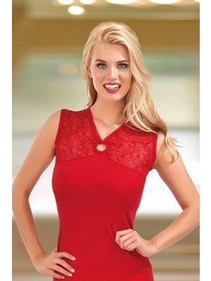 Beruflic Dantelli Floklu Kravize Kolsuz Modal Kadın Bluz Elestan