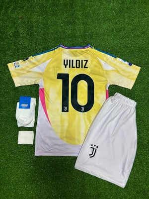 Feel Style Juventuss 2024/25 Yeni Sezon Kenan Yıldız Deplasman Çocuk Forması 4'lü Set (Sarı)