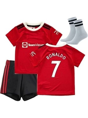 Feel Style M.united Cristiano Ronaldo 2022/23 Sezonu Çocuk Forması 3'lü Set (Red)