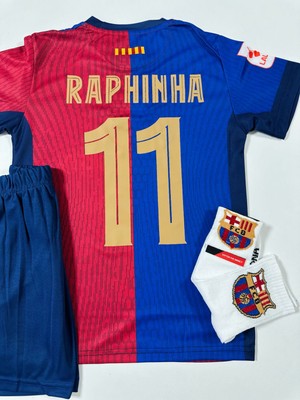 Feel Style F.c B.a.r.c.e.l.o.n.a 2024/25 Yeni Sezon Raphinha Iç Saha Çocuk Forması (Armalı Set)