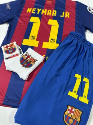 Feel Style F.c B.a.r.c.e.l.o.n.a 2015 Şampiyonlar Ligi Finali Neymar Jr. Çocuk Forması (Armalı Set)