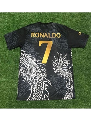 Feel Style Cristiano Ronaldo 2023/24 Yeni Sezon Dragon Desenli Özel Konsept Forması (Black)