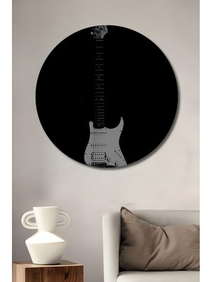 Teona Ahşap Elektro Gitar Dekoratif Ahşap Mdf Ev/işyeri Duvar Tablo Yuvarlak Ev/işyeri Duvar Tablo