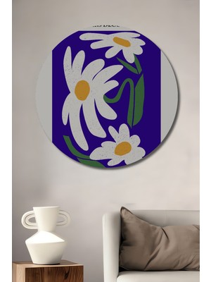 Teona Ahşap Dekoratif Ahşap Yuvarlak Tablo Matisse Papatyalar