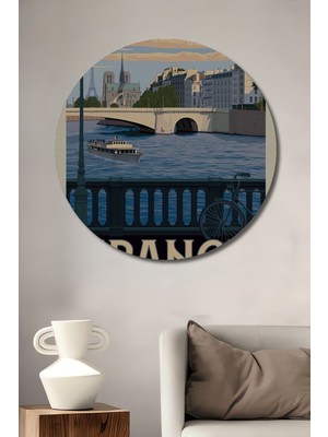 Teona Ahşap Eyfel Kulesi Manzaralı Dekoratif Ahşap Mdf Ev/işyeri Duvar Tablo Yuvarlak Ev/işyeri Duvar Tablo