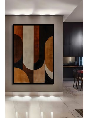 Teona Ahşap Çerçeve Görünümlü Soyut Geometrik Ahşap Mdf Dekoratif Ev Duvar Tablo Dikdörtgen Ev Duvar Tablo