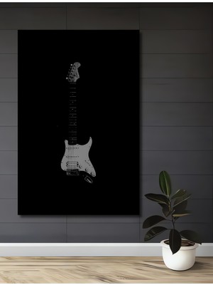 Teona Ahşap Çerçeve Görünümlü Elektro Gitar Dekoratif Ahşap Mdf Ev Duvar Tablo Dikdörtgen Ev Duvar Tablo