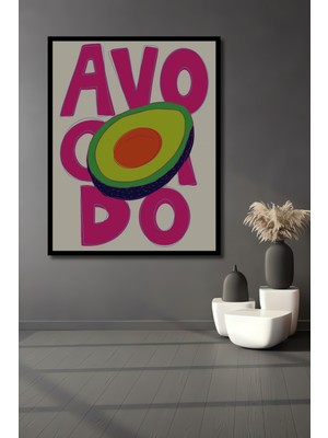 Teona Ahşap Çerçeve Görünümlü Renkli Avokado Dekoratif Ahşap Mdf Ev Duvar Tablo Dikdörtgen Ev Duvar Tablo