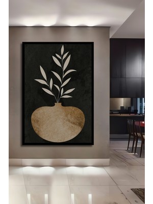 Teona Ahşap Çerçeve Görünümlü Minimalist Dekoratif Ahşap Mdf Vazo Ev Duvar Tablo Dikdörtgen Ev Duvar Tablo