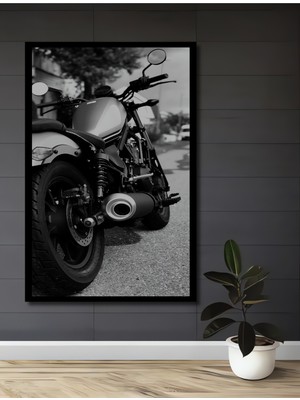 Teona Ahşap Çerçeve Görünümlü Motosiklet Tutkusu Dekoratif Ahşap Mdf Ev Duvar Tablo Dikdörtgen Ev Duvar Tablo