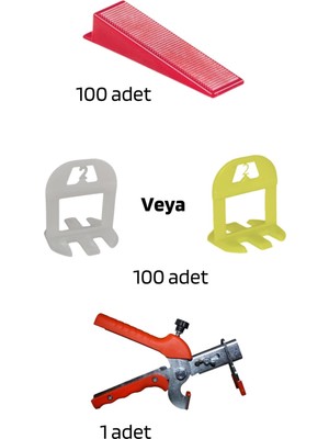 Sofdekor Seramik Seviye Tespit Derz Artı Uygulama SETI(100 Seviye Artısı 2 Mm, 100 K.takoz, 1 M.pense)