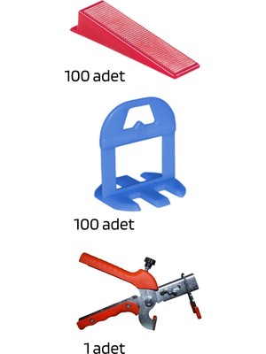 Sofdekor Seramik Seviye Tespit Derz Artısı Uygulama SETI(100 Seviye Artısı 2.5 mm ,100 S.takoz 1 M.pense)
