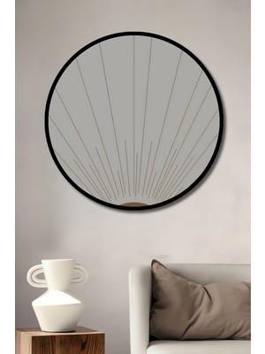 Teona Ahşap Çerçeve Görünümlü Gün Doğumu Işığında Dekoratif Ahşap Mdf Ev Duvar Tablo Yuvarlak Ev Duvar Tablo