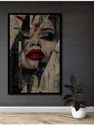 Teona Ahşap Çerçeve Görünümlü Kırık Ayna Sanatı Dekoratif Ahşap Mdf Ev Duvar Tablo Dikdörtgen Ev Duvar Tablo