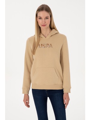 U.S. Polo Assn. Kadın Kum Kapüşonlu Basic Sweatshirt 50307711-VR085