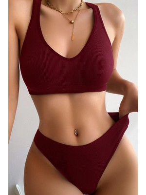 Beruflic Kadın Bordo Desteksiz Seamless Tangalı Iç Çamaşır Takımı