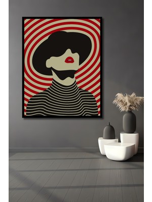 Teona Ahşap Çerçeve Görünümlü Soyut Sanat Kadın Tablolu Dekoratif Ahşap Mdf Tablo Dikdörtgen Tablo