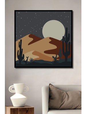 Teona Ahşap Çerçeve Görünümlü Çöl Gece Manzarası Dekoratif Ahşap Mdf Ev Duvar Tablo Dikdörtgen Ev Duvar Tablo