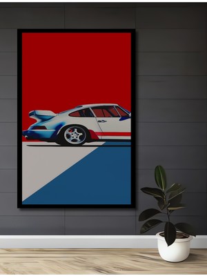 Teona Ahşap Çerçeve Görünümlü Klasik Spor Araba Ahşap Mdf Dekoratif Ev Duvar Tablo Dikdörtgen Ev Duvar Tablo