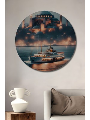 Teona Ahşap Istanbul Boğazı Ayasofya Dekoratif Ahşap Mdf Ev/işyeri Duvar Tablo Yuvarlak Ev/işyeri Duvar Tablo