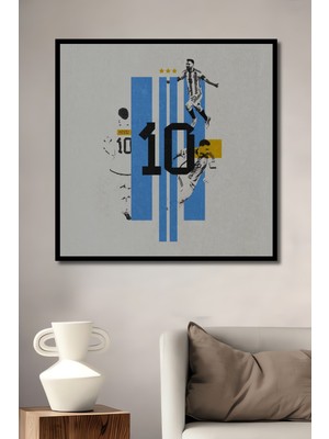 Teona Ahşap Çerçeve Görünümlü Maradona Dekoratif Ahşap Mdf Işyeri Duvar Tablo Dikdörtgen Işyeri Duvar Tablo