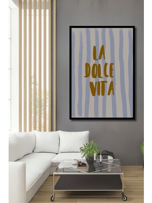 Teona Ahşap Çerçeve Görünümlü La Dolce Vita Dekoratif Ahşap Mdf Ev Duvar Tablo Dikdörtgen Ev Duvar Tablo