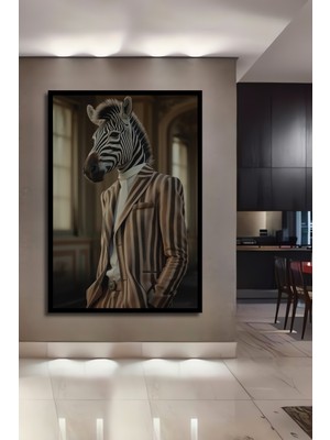 Teona Ahşap Çerçeve Görünümlü Zebra Tarzı Dekoratif Ahşap Mdf Ev Duvar Tablo Dikdörtgen Ev Duvar Tablo