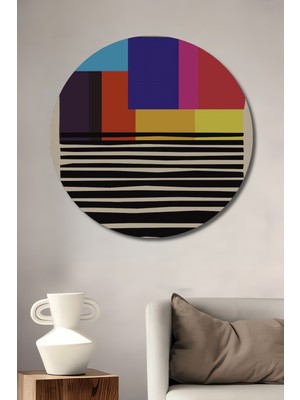 Teona Ahşap Renkli Geometrik Soyut Ahşap Mdf Dekoratif Ev/işyeri Duvar Tablo Yuvarlak Ev/işyeri Duvar Tablo