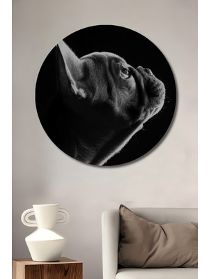 Teona Ahşap Fransız Bulldog Dekoratif Ahşap Mdf Ev/işyeri Duvar Tablo Yuvarlak Ev/işyeri Duvar Tablo